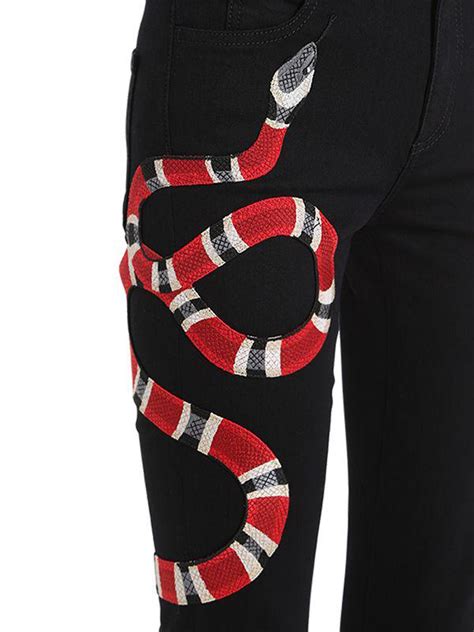 gucci snake jeans womens|Gucci jean jacket with snake.